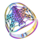 Metatron's Cube Ring Archangel Protection Women Ring Stainless Steel Jewelry