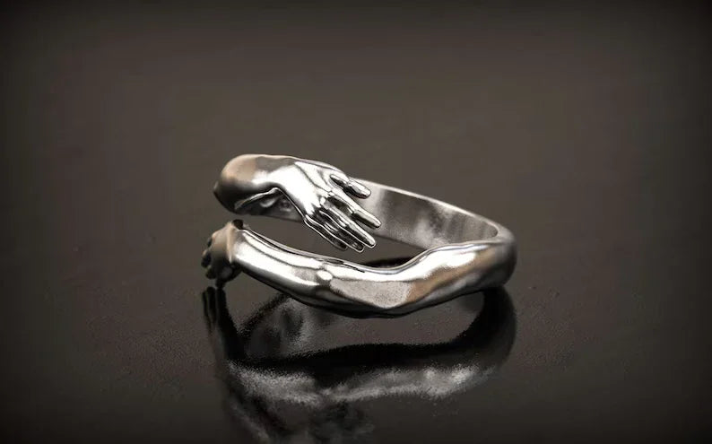 S925K Silver Embrace Gesture Ring