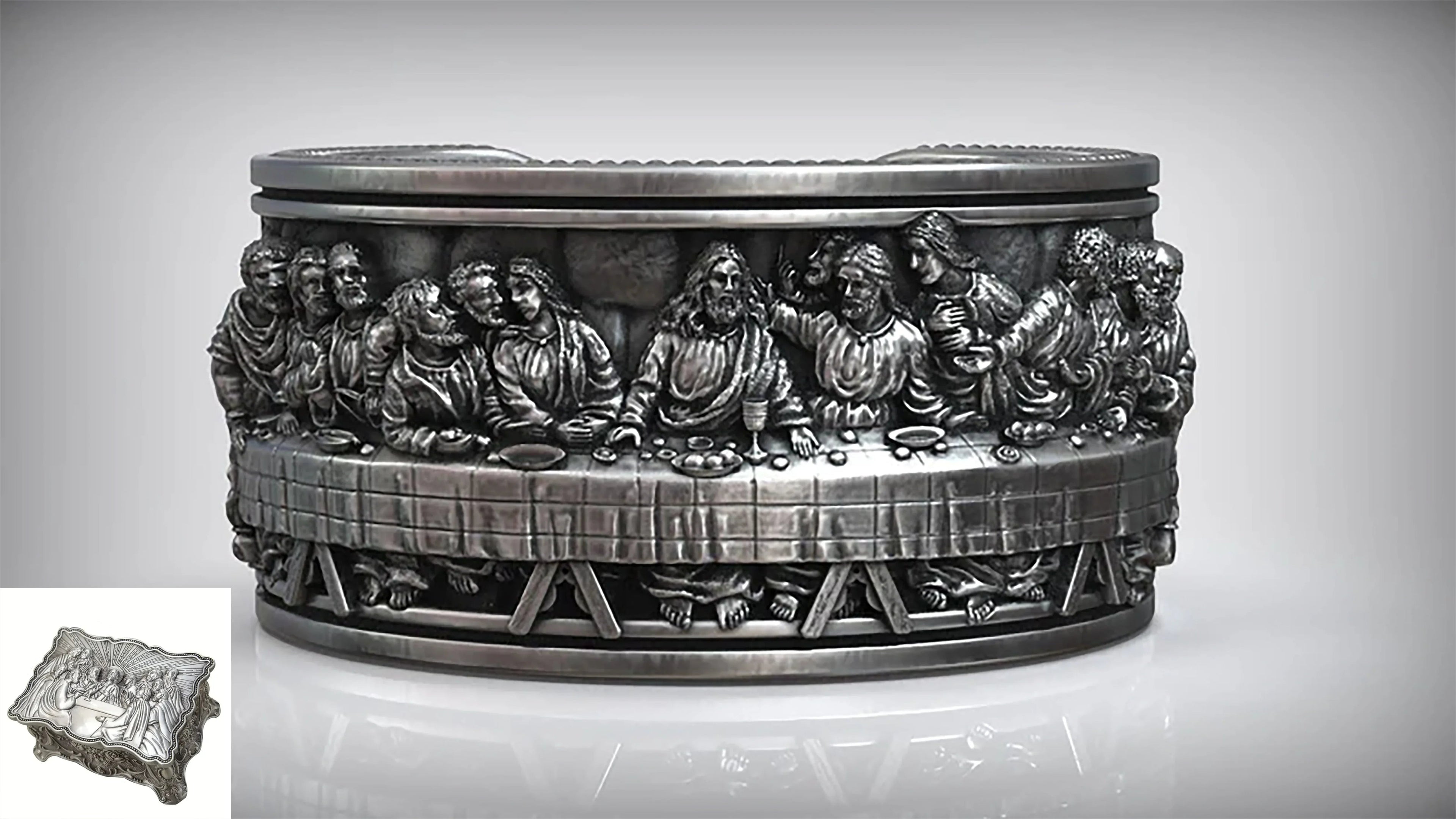 The Last Supper 925K Sterling Silver Open End Adjustable Ring