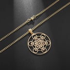 Stainless Steel Metatron's Cube Necklace Pendant Sacred Geometry Amulet Jewelry