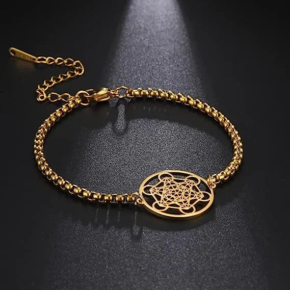 Metatron's Cube Bracelet|Archangel Symbol Jewelry Spiritual Women|Solomon Spells Sacred Geometry Stainless Steel Accessories