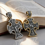 Double-sided S925k silver pendant depicting the Passion of Christ and St. George slaying the dragon.