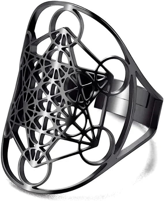 Metatron's Cube Ring Archangel Protection Women Ring Stainless Steel Jewelry