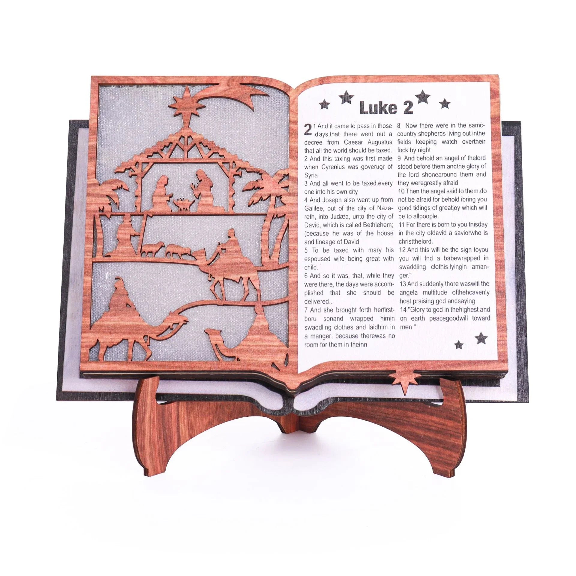 Wooden Glowing Scripture Craft Ornaments Creative Nativity Home Table Decoration Wooden Christmas Holiday Decoration