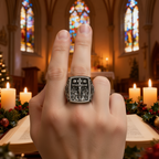 S925K Silver Handcrafted Jesus Crucifixion Scene Ring