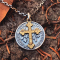 Stigmata Coin" Copper - Silver Plated Cross Necklace: Forging Faith into Retro Bloodlines
