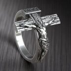 Crucifixion of Jesus S925K Silver Cross Ring