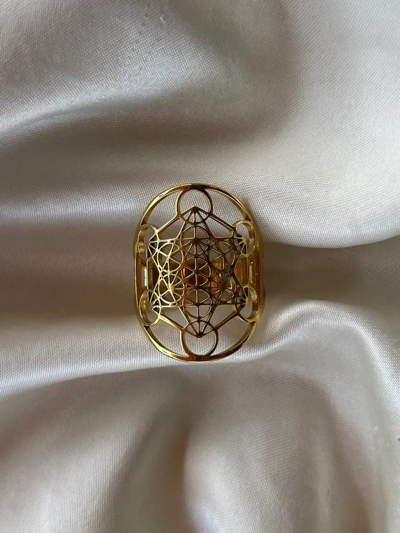 Metatron's Cube Ring Archangel Protection Women Ring Stainless Steel Jewelry