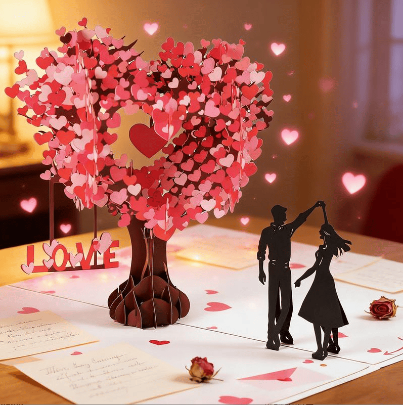 💕Pop Up Anniversary Card, 3D Valentine's Day Anniversary Card with Love Tree & Hearts🔥🔥