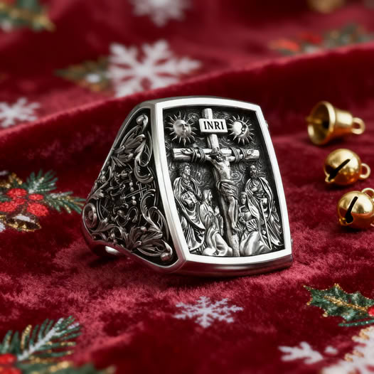 S925K Silver Handcrafted Jesus Crucifixion Scene Ring