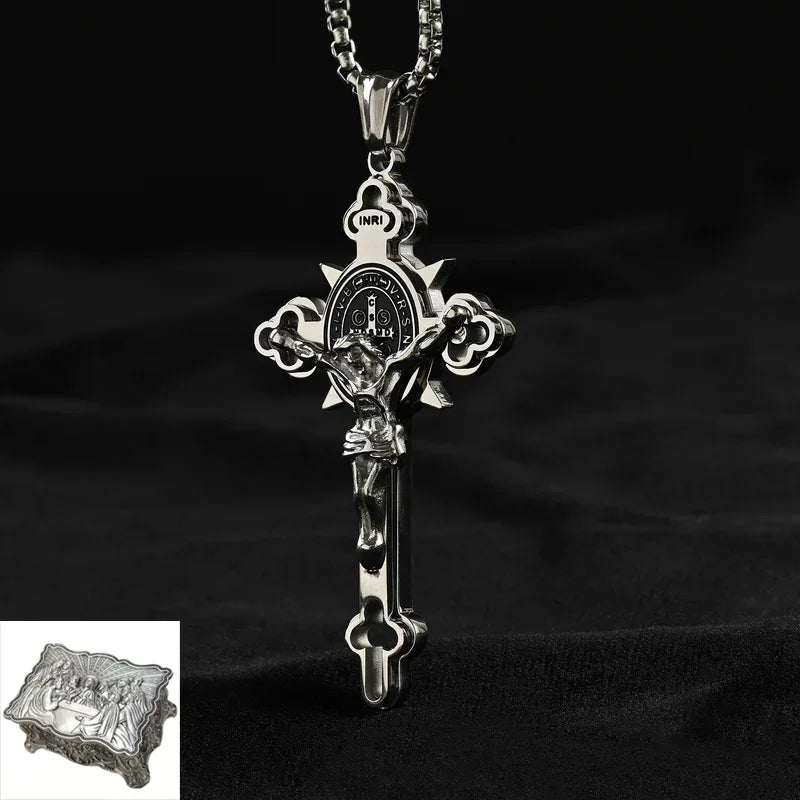 St. Benedict Exorcism Cross Necklace - Bless you and your family