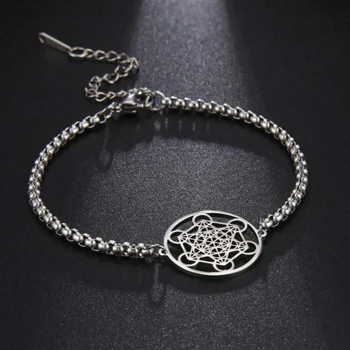 Metatron's Cube Bracelet|Archangel Symbol Jewelry Spiritual Women|Solomon Spells Sacred Geometry Stainless Steel Accessories