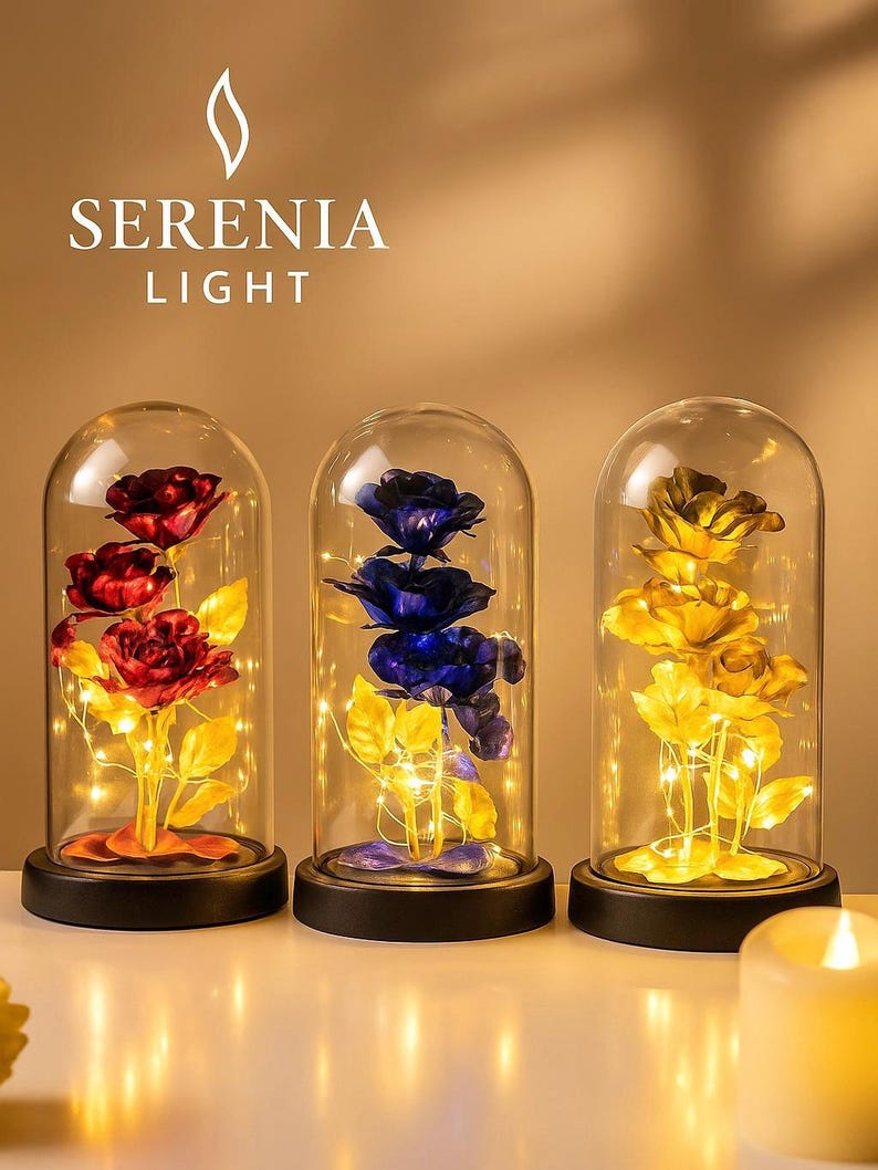 🌹❤️Valentine’s Rose Dome Lamp: Illuminate Your Love with Handcrafted Elegance & Cozy Ambient Glow🏆