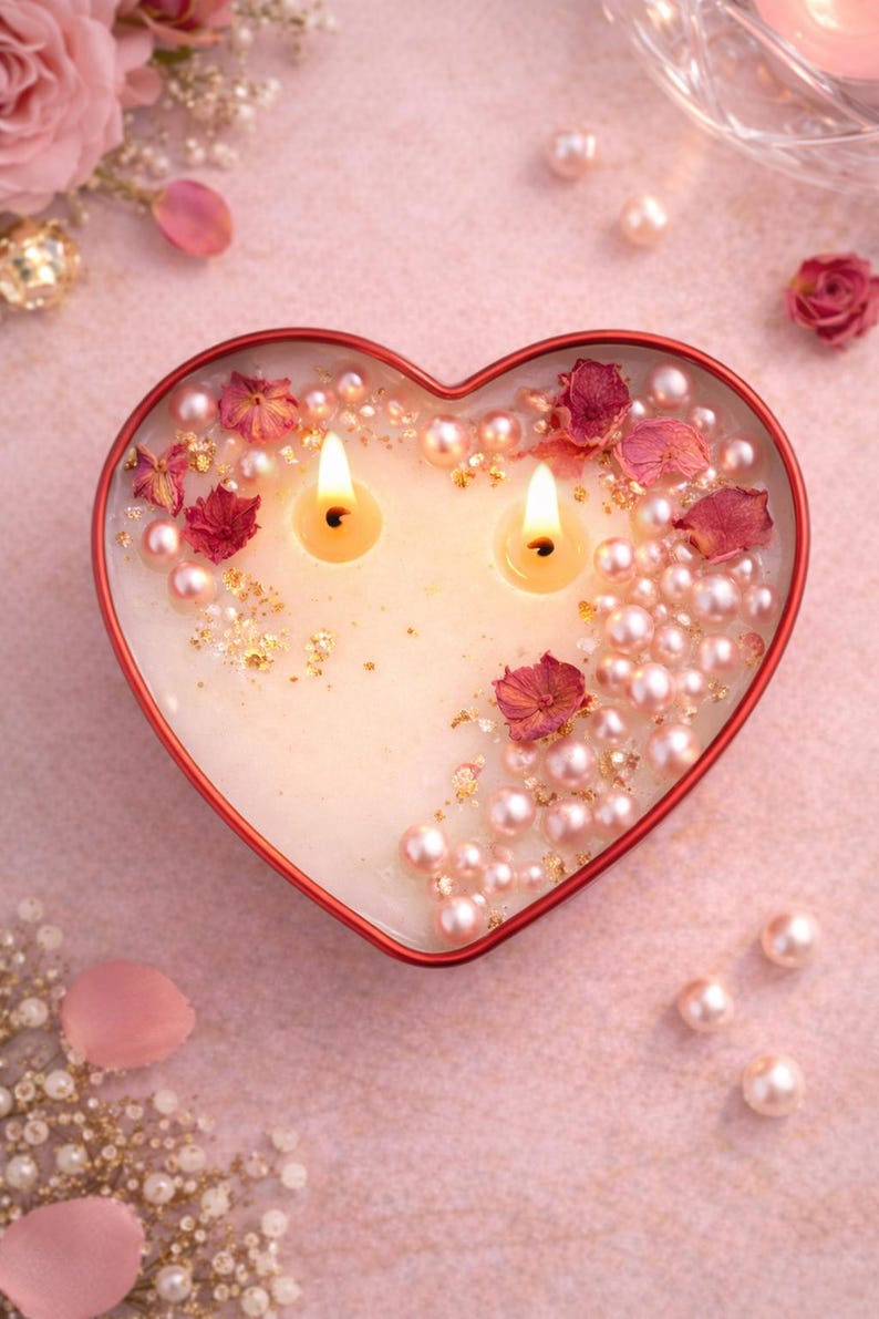 Romantic Heart Tin Candle for Valentine's Day Decor