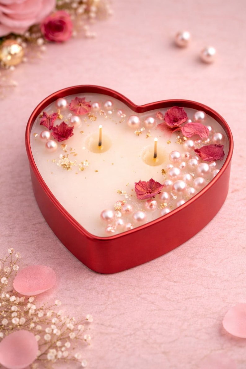 Romantic Heart Tin Candle for Valentine's Day Decor