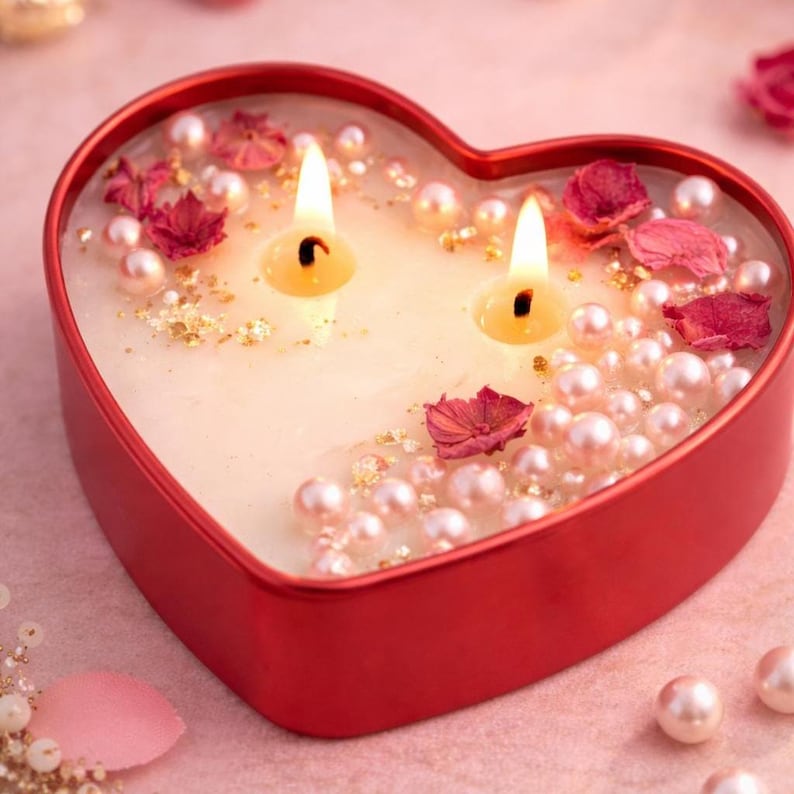 Romantic Heart Tin Candle for Valentine's Day Decor
