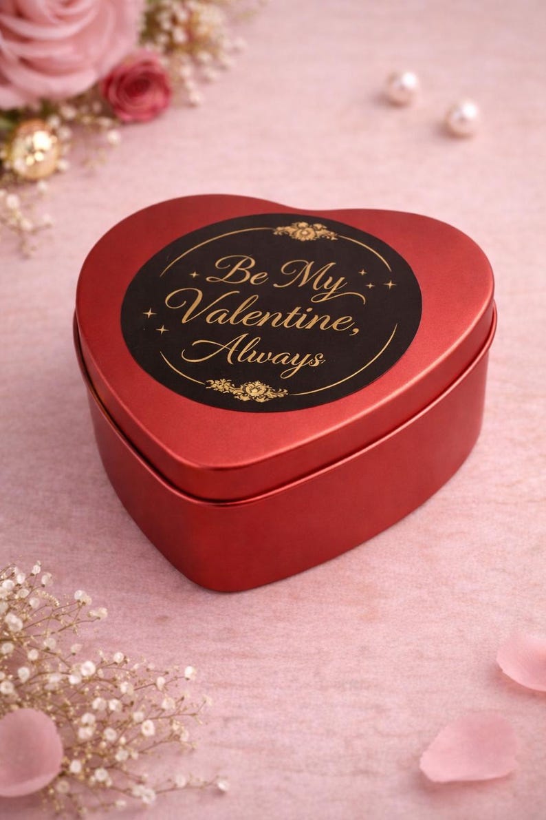 Romantic Heart Tin Candle for Valentine's Day Decor