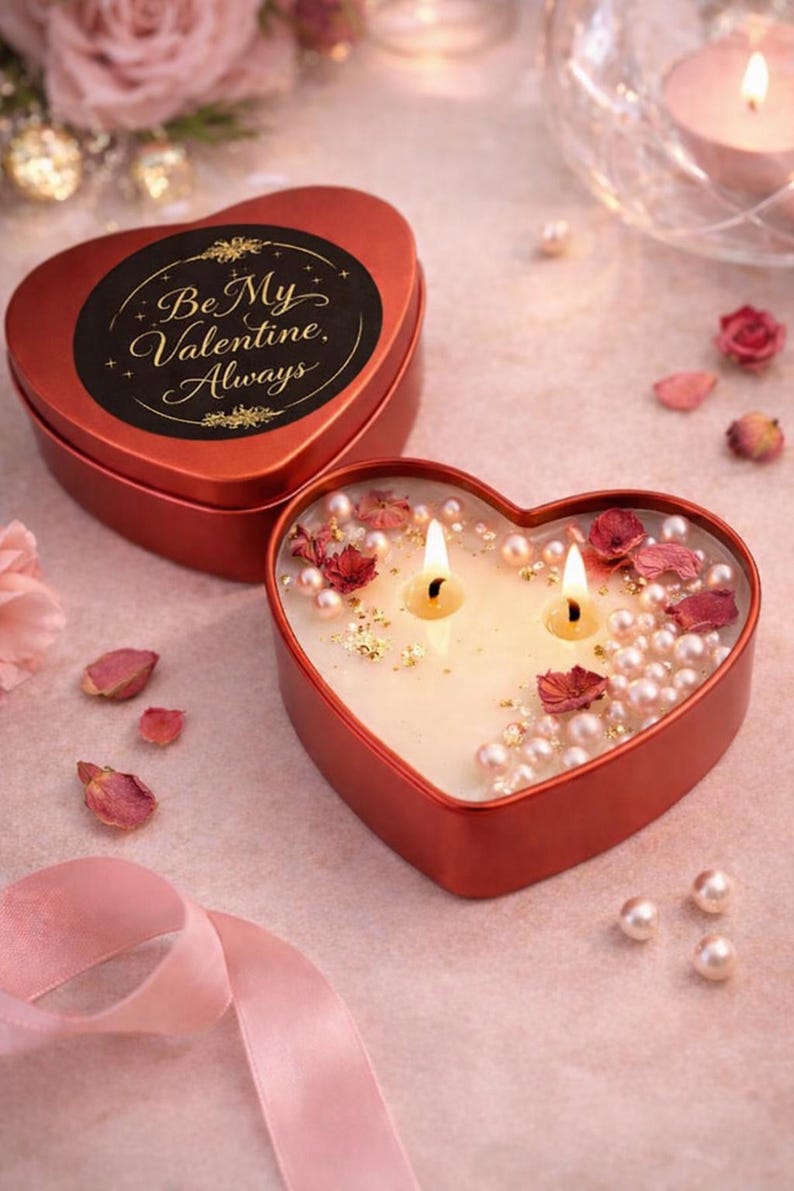 Romantic Heart Tin Candle for Valentine's Day Decor