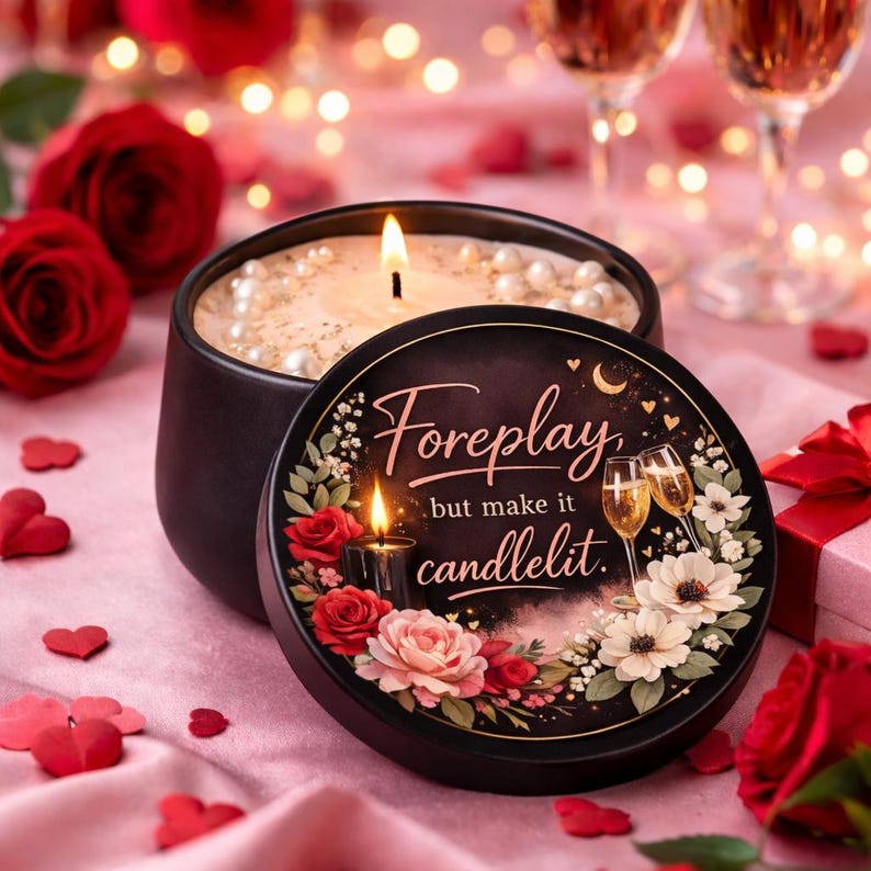 Valentine's Day Black Tin Candle - Elegant Scented Candle for Romance