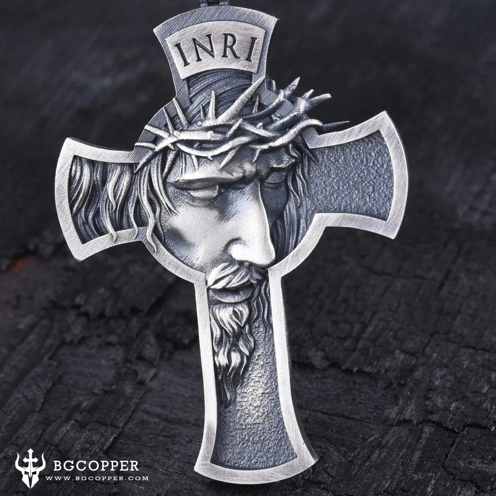 Sterling Pewter/S925K Silver Jesus Cross Necklace