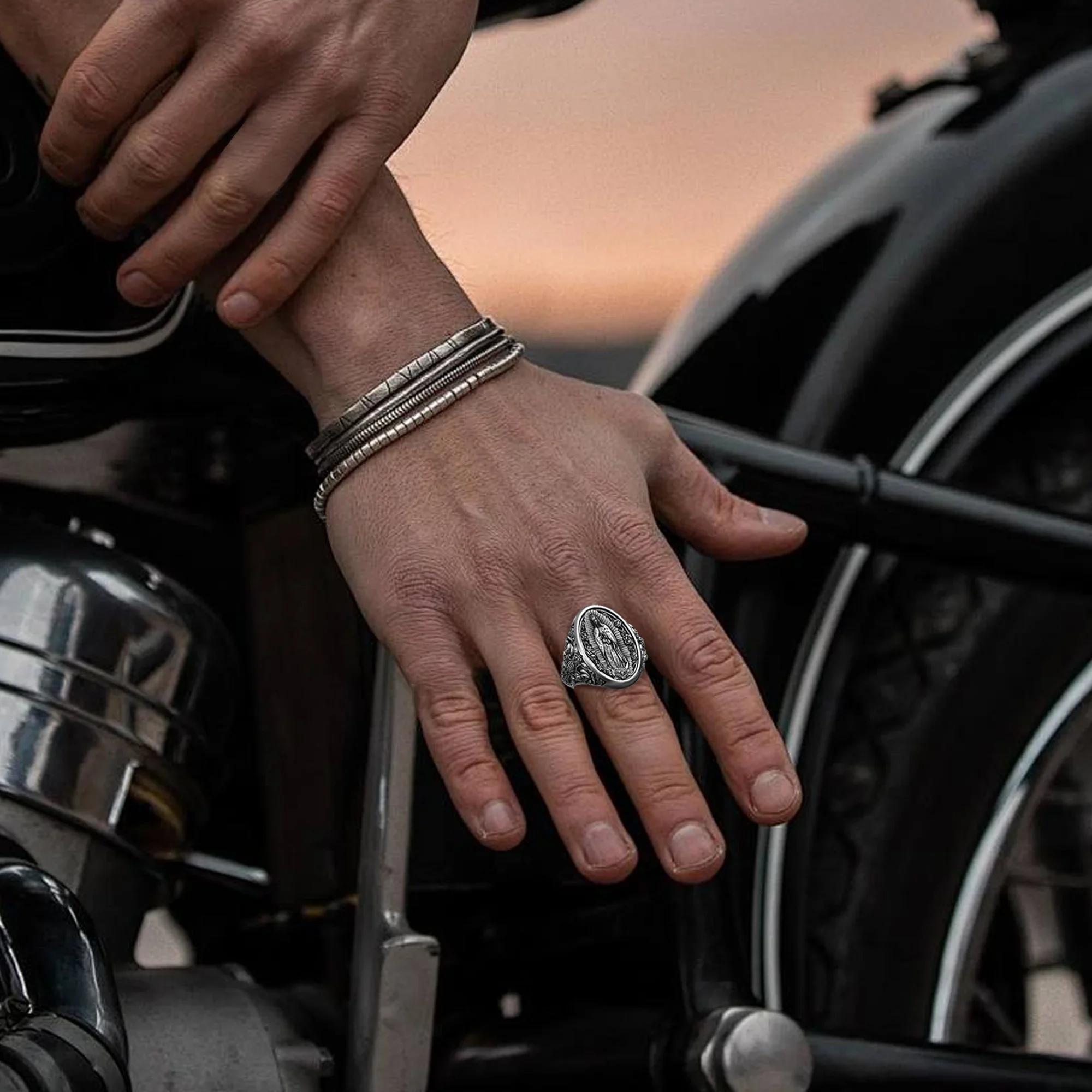 S925K Silver Our Lady of Guadalupe Ring