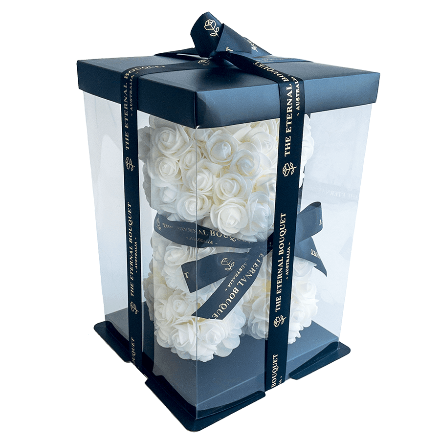 Mini White Eternal Rose Bear (25cm) [FREE GIFT BOX]