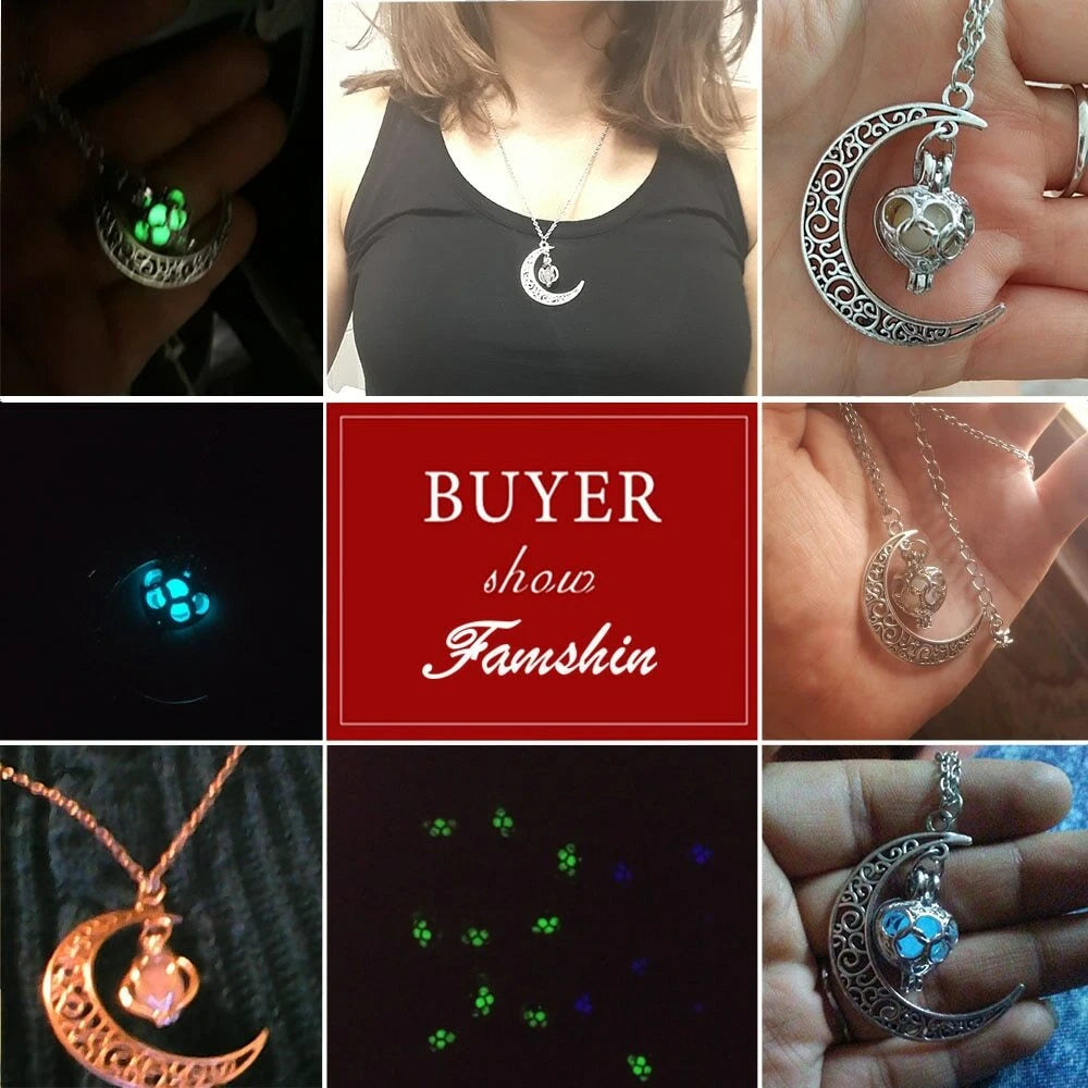 Collar de Luna Brillante Plata Piedra Luminosa para Dama Obsequio🏆