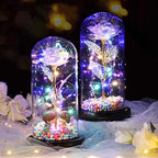🌹❤️Hot sales on Valentine's Day：LED Luminous Crystal Galaxy Enchanted Rose Glass Forever Home Decoration Gift🏆