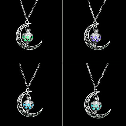 Collar de Luna Brillante Plata Piedra Luminosa para Dama Obsequio🏆