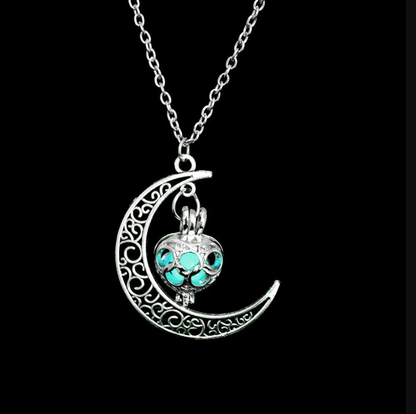 Collar de Luna Brillante Plata Piedra Luminosa para Dama Obsequio🏆