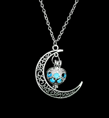 Collar de Luna Brillante Plata Piedra Luminosa para Dama Obsequio🏆