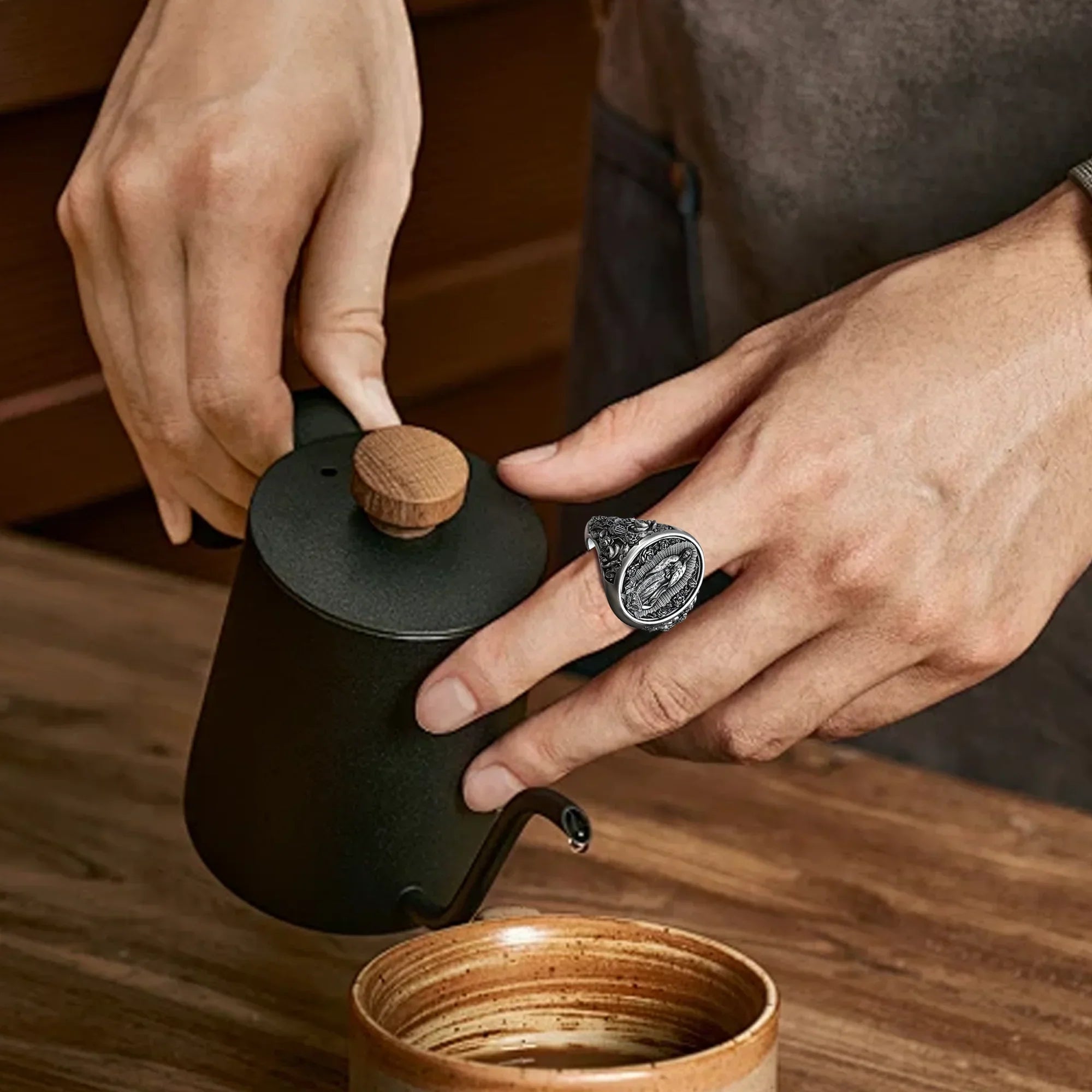 S925K Silver Our Lady of Guadalupe Ring